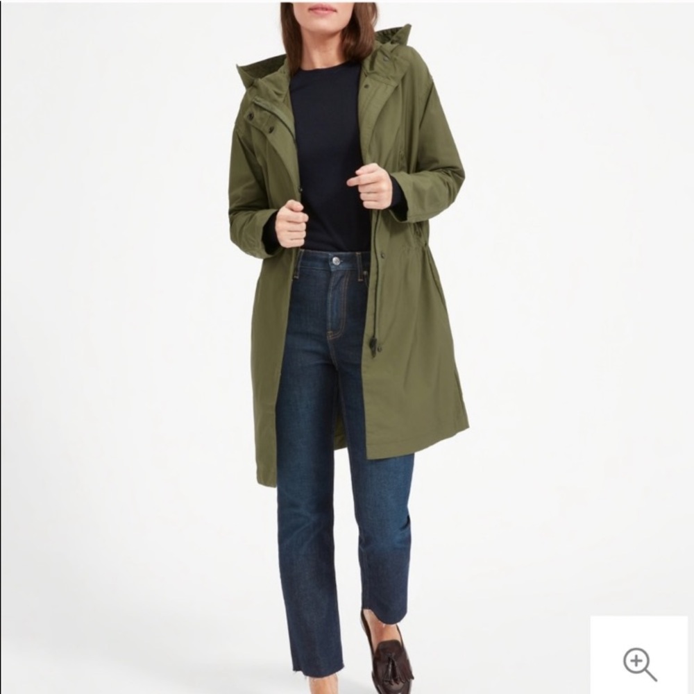 Everlane Olive Green Hooded Anorak Coat